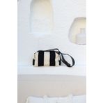 Moom Bag Kadın Siyah Çizgi Desenli Kanvas Omuz Çantası