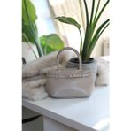 Moom Bag Krem mini boy gold toka detaylı el omuz çantası