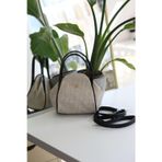 Moom Bag Siyah Hasır Doku Çift Saplı Askılı Omuz Çantası