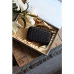 Moom Bag Siyah Saten Standart Baklava Desenli Kasa Abiye El Çantası