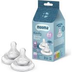 MOOMA Kindy Silikon Biberon Emziği 2’li Paket 0–6 Ay (Yavaş Akış) – Antikolik Ventilli | BPA & BPS İçermez - Şeffaf