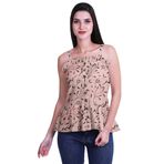 Moomaya Baskılı Günlük Fırfırlı Füme Tam Düğmeli Kadın Dar Kesim Üst, Açık Pembe Somon, 3XL