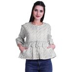 Moomaya Boho Pamuk Yuvarlak Yaka Kahverengi 2 Günlük Kadın Bluz