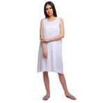 Moomaya Kadın Düz A-Line Kolsuz Gecelik Pamuklu Pijama Elbisesi, beyaz, S