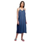 Moomaya Kadın Düz V Yaka Pijama Pamuk Spagetti Askılı Gecelik, Tozlu Mavi, 3X-Large