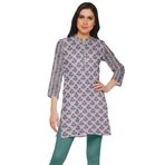Moomaya Kurti Baskılı Yan Yırtmaçlı Blush Pink 2 Kısa Kurta Kadın Tunik