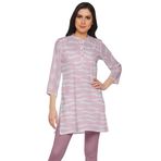 Moomaya Kurti Baskılı Yan Yırtmaçlı İnci Pembesi Kısa Kurta Kadın Tunik