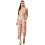 Moomaya Rayon Kare Yaka Tam Bacak Baskılı Çok Renkli Kadın Tulum