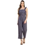 Moomaya Rayon Kare Yaka Tam Bacak Baskılı Siyah Mor Kadın Tulum