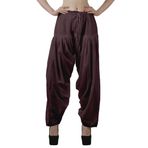 Moomaya Schiffli Detain Solid Punjabi Salwar Rahat Büzme İpli Bel Pamuk Bordo Yoga Kadın Pantolon