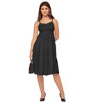 Moomaya Sweetheart Rayon Solid Kokteyl Parti Siyah Kadın Elbise
