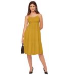 Moomaya Sweetheart Rayon Solid Kokteyl Parti Yellow Kadın Elbise