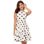 Moomaya Trendy Baskılı Pamuk Kolsuz Katmanlı Sundress Beyaz Kadın Elbise
