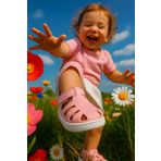 moon glow Elevva Kız Bebek Ilk Adım Ayakkabısı Işıklı Sandalet Pembe Renk Ortopedik Nefes Alabilir 19-24