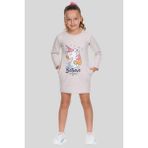 Moona 3-8 Yaş Kız Çocuk Unicorn Sweat Elbise Bejmelanj - 3 Yaş
