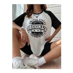 MOONBULL Kadın Brooklyn Baskılı Reglan Kol Oversize T-shirt