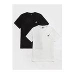MOONBULL Oversize 2'li Siyah-beyaz Renkli Göğüs Uçan Kuş Baskılı T-shirt