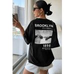 MOONBULL Oversize Siyah Brooklyn-1898 Sırt Baskılı T-shirt