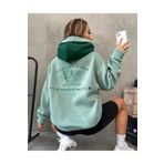 MOONBULL Unisex Oversize Mint Yeşili Livable California Sırt Baskılı Yeşil Kapüşonlu Sweatshirt