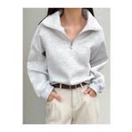 MOONBULL Unisex Polo Yaka Fermuarlı Oversize Sweatshirt