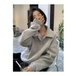 MOONBULL Unisex Polo Yaka Oversize Sweatshirt