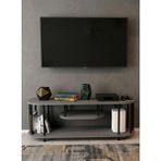 Mooncapella Çevir-Kur Tv Ünitesi, 2 Katlı Televizyon Sehpası, Minimalist, Dayanıklı, TV Standı Antrasit siyah - Antrasit - Siyah