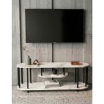 Mooncapella Çevir-Kur Tv Ünitesi, 2 Katlı Televizyon Sehpası, Minimalist, Dayanıklı, TV Standı beyaz mermer görünümlü siyah - Efes Mermer