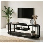 Mooncapella Çevir-Kur Tv Ünitesi, 2 Katlı Televizyon Sehpası, Minimalist, Dayanıklı, TV Standı siyah mermer görünümlü - Siyah - Mermer Desen