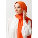 Mooncorn Turuncu Z Desen Ipeksi Jakar Şal JKRMNC0006
