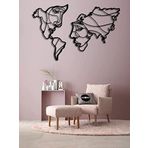 MOONCREATIVE Kadın Erkek Yüzü Dünya Haritası Duvar Dekoru Lazer Kesim Modern Dekoratif SİYAH 50 x 40 MoonNM-13