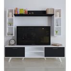Moonlife Beyaz Siyah İstanbul Dolaplı Tv Ünitesi