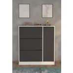 Moonlife Dolaplı Ayakkabılık Antrasit Gri Milano 3 Kapaklı Kayar Raflı
