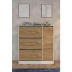 Moonlife Dolaplı Ayakkabılık Meşe Milano 3 Kapaklı Kayar Raflı