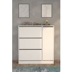Moonlife Dolaplı Beyaz Milano 3 Kapaklı Kayar Raflı Ayakkabılık