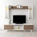 Moonlife Istanbul Dolaplı Tv Ünitesi 1 Beyaz Ceviz - Beyaz - Ceviz