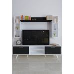Moonlife İstanbul Dolaplı Tv Ünitesi 1 Beyaz Siyah