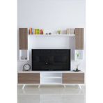 Moonlife Mobilya İstanbul Dolaplı Kapaklı Tv Ünitesi Beyaz Ceviz