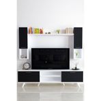 Moonlife Mobilya İstanbul Dolaplı Kapaklı Tv Ünitesi Beyaz Siyah