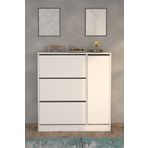 Moonlife Mobilya Milano 3 Kapaklı Kayar Raflı Dolaplı Ayakkabılık Beyaz