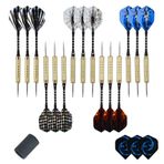 Moonlux dart okları Steel, 15 adet Dart Oku Seti dart okları metal uç ile çelik dart okları Brass Darts, alüminyum saplar, metal uç için (biley taşı dahil)
