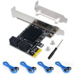Moonqkuses PCIe SATA Kartı 4 Bağlantı Noktalı 4 SATA Kablosu, Düşük Profil Braketi ile SATA Denetleyici Genişletme Kartı, Destek 4 SATA 3.0 Cihazları, PCI-Express (1X 4X 8X 16X) Yuvasını Destekler