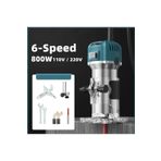 Moonshop Pro 6 Kademe Devir Ayarli 600W Formika Traslama Freze Makinesi 6Mm Pens 2 Yil Garantili