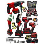 MOONSHOP Profesyonel 2-26 Hilti 125mm Taşlama 13mm Matkap 650nm Testere Dal Budama Şarjlı Darbeli 5'li Set
