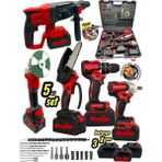 Moonshop Profesyonel Şarjlı Darbeli 5'li Set 2-26 Hilti 125mm Taşlama 13mm Matkap 650nm Somun Sökme Dal Buda