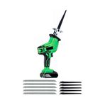 moonshop Şarjlı Tilki Kuyruğu Testere, Yeşil, Kömürsüz Motor, Et Kemik Ahşap Metal Kesim, 22V, 10 Bıçak Hediyeli, 30x15x15 cm