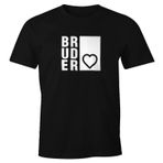 MoonWorks Erkek T-Shirt Bruderherz Bruder Geschenk Doğum Günü Eğlenceli Tişört, Siyah, XS