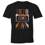 MoonWorks® Erkek T-Shirt Doğum Günü Retro 70'li Yıllar Vintage Yetmişli Hediye Tişört, Retro Kaset 1978 Siyah, M