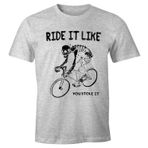 MoonWorks Erkek Tişört Yarış Bisikleti Bisiklet Bike Ride it Like You Stole it, gri alacalı, M