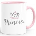 MoonWorks® Kahve Fincanı Prenses Prenses Tacı Partner Çift Fincanı Çiftler Kahve Fincanı Prenses İç Pembe Tek Beden