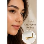 moonzy - minimalist & cozy Düşmeyen L Model Tektaş Hızma 316L Çelik 3 mm Zirkon Taşlı Burun Piercing